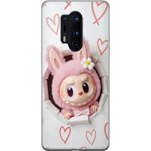 OnePlus 8 Pro Läpinäkyvä kuori Labubu Sydän Taustakuva Pop Mart Rakkausteema Hahmodesign Suosittu Motiivi Keräilytaideteossarja