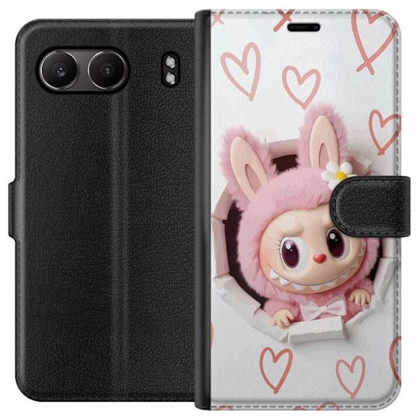OnePlus Nord 4 Lompakkokotelo Labubu Sydän Taustakuva Pop Mart Rakkausteema Hahmodesign Suosittu Motiivi Keräilytaideteossarja
