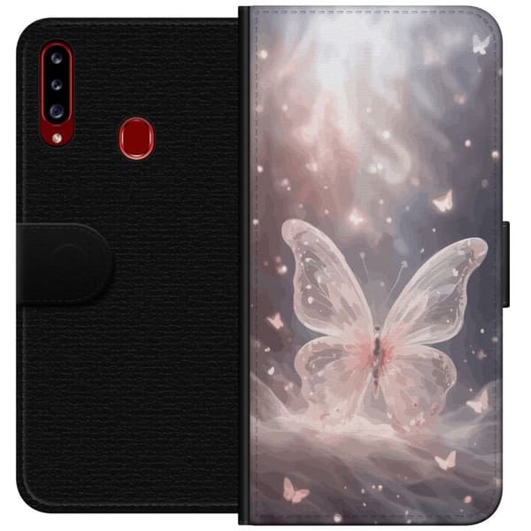 Kompatibel Tegnebogsetui til Samsung Galaxy A20s Sommerfugl