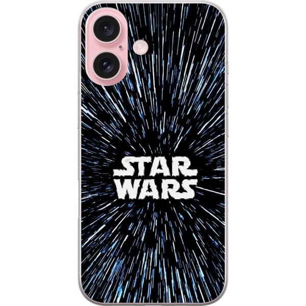 Kompatibel Mobilcover til Apple iPhone 16 Star Wars-logo med hyperspace-stjerner i ikonisk sci-fi-design sort