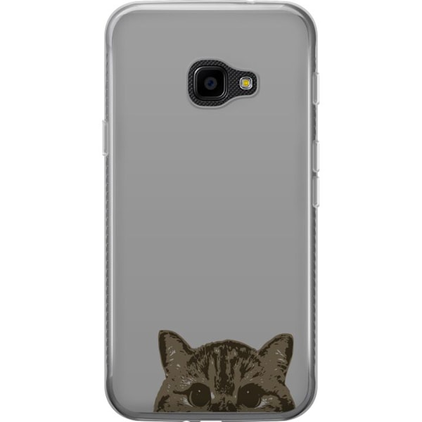 Samsung Galaxy Xcover 4 Genomskinligt Skal Grå Kattblick – stilren kattdesign med grå bakgrund