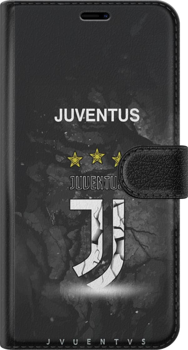 Kompatibel Tegnebogsetui til Samsung Galaxy A41 Hvidt monogram med tre stjerner - emblemotiv på sort baggrund sort