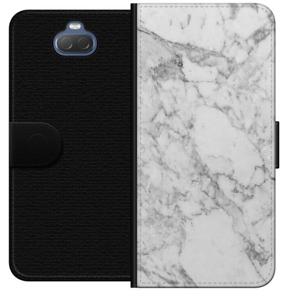 Sony Xperia 10 Tegnebogsetui Marmor Hvid