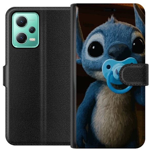 Xiaomi Redmi Note 12 Lompakkokotelo Stitch & Napp - vauvateema söpöllä hahmolla