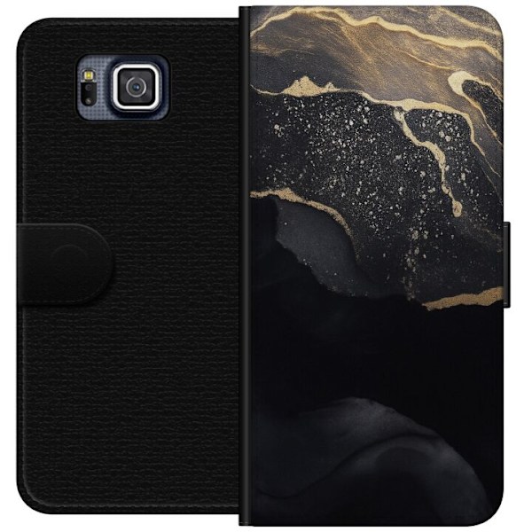 Samsung Galaxy Alpha Tegnebogsetui Sort guld abstrakt