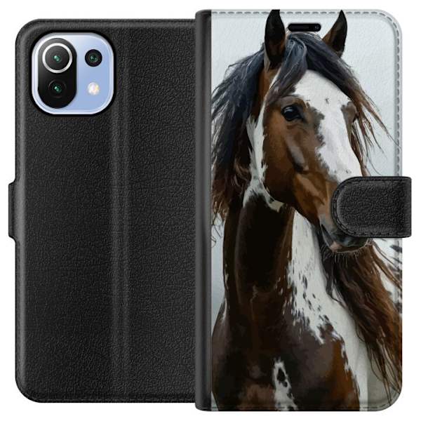 Xiaomi Mi 11 Lite Plånboksfodral Häst Djurmotiv Grafisk Design Natur Kraftfullt Motiv Populär Väggkonst Djurtema Ridning