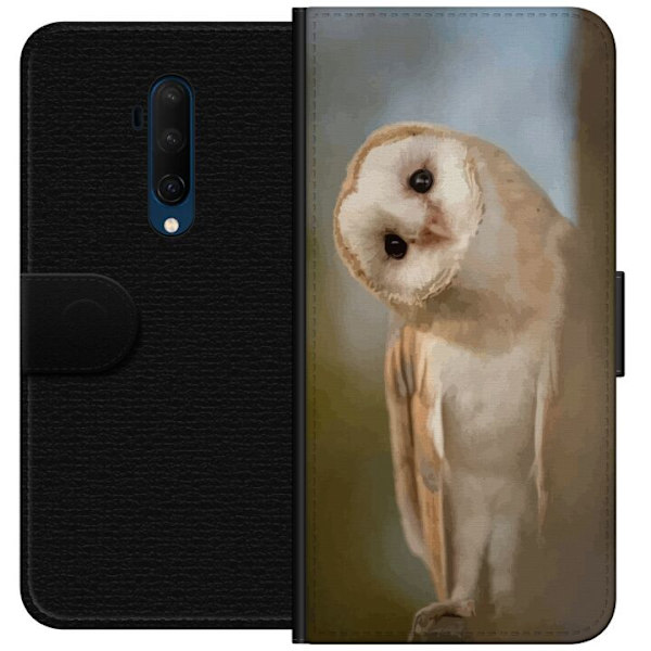 OnePlus 7T Pro Plånboksfodral Uggla Nyfiken Blick Fågelmotiv Skog Natur Grafiskt Design Populärt Motiv Djur Tema Dekoration