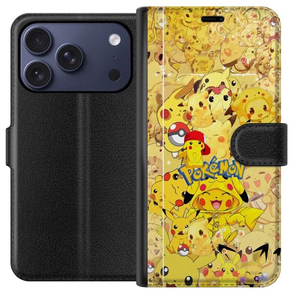 Kompatibel Tegnebogsetui til Apple iPhone 17 Pro Sød Pikachu-collage med Pokémon-tema i bløde gule nuancer gul