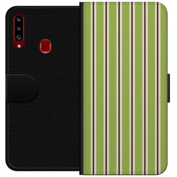 Kompatibel Tegnebogsetui til Samsung Galaxy A20s Matcha Stripe grøn
