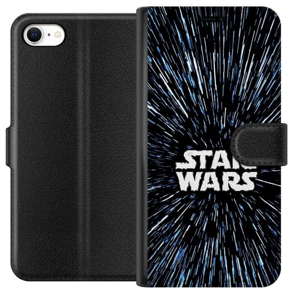 Kompatibel Tegnebogsetui til Apple iPhone 6s Star Wars-logo med hyperspace-stjerner i ikonisk sci-fi-design sort
