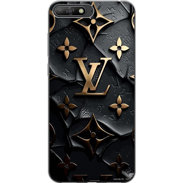 Huawei Y6 (2018) Läpinäkyvä kuori Louis Vuitton Tumma tila Suunnittelu Musta Ylellisyys Tyyli Muoti Suosittu Graafinen Kuvio Muotisymboli Luksusbr