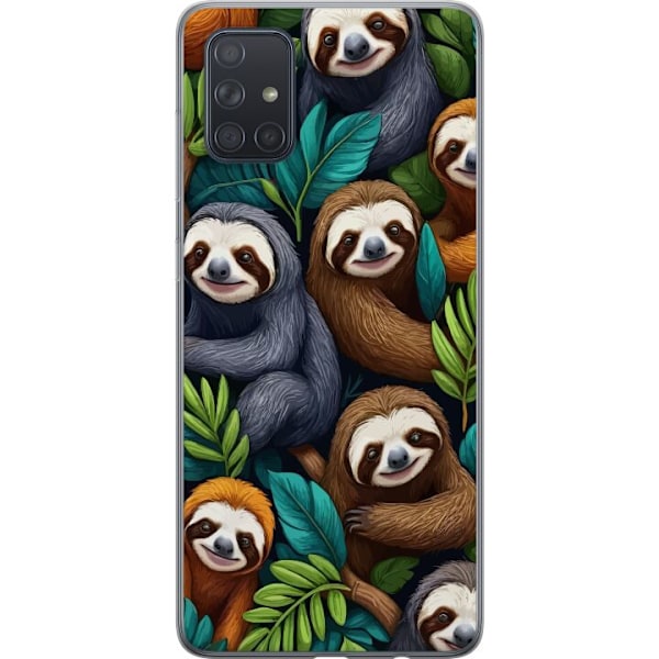 Samsung Galaxy A71 Gennemsigtig cover Sengångarstil - afslappet motiv med sød dovendyr