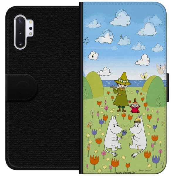 Kompatibel Tegnebogsetui til Samsung Galaxy Note10+ Mumin i blomsteräng grøn