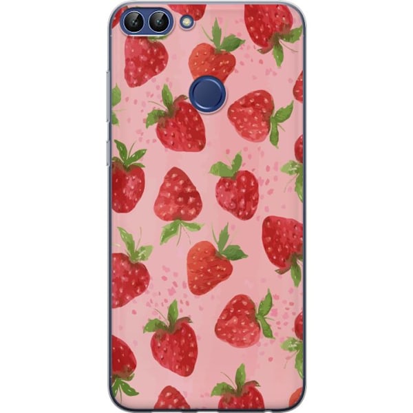 Huawei P smart Genomskinligt Skal Strawberry Dreams – jordgubbsmönster i retrostil