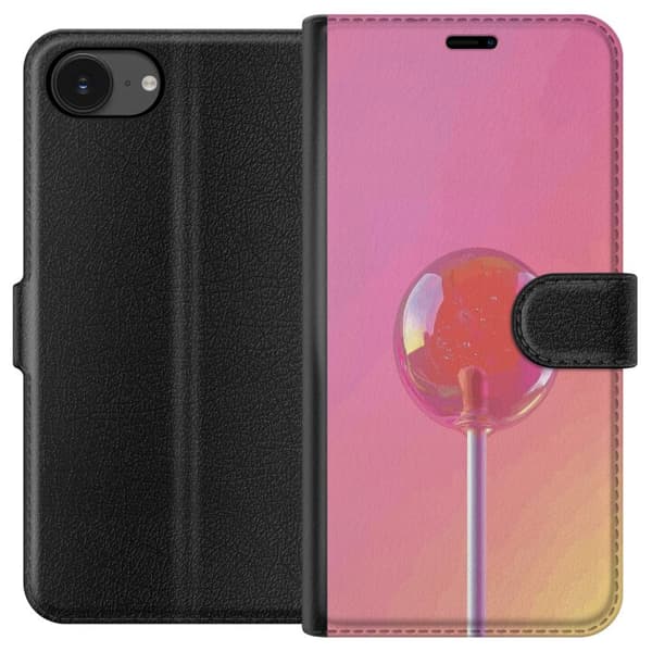 Kompatibel Tegnebogsetui til Apple iPhone 16e Blank lyserød pinde mod blød pastelbaggrund pink