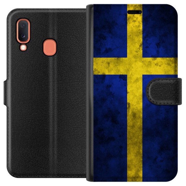 Samsung Galaxy A20e Lompakkokotelo Ruotsin Lippu
