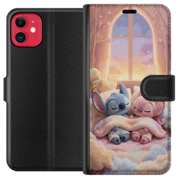 Kompatibelt Plånboksfodral till Apple iPhone 11 Sovande blå och rosa figurer i mysig pastellmiljö rosa