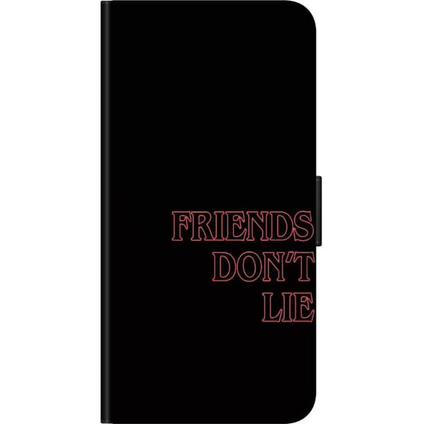 Kompatibel Tegnebogsetui til Huawei nova 8 Pro Teksten Friends Don't Lie - citatmotiv med lyserød tekst på sort baggrund sort