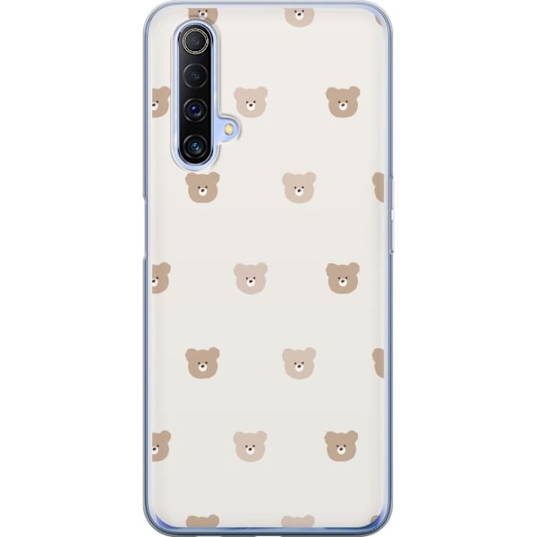 Realme X50 5G Läpinäkyvä kuori Teddy-tausta - söpöt teddykarhut pehmeällä taustalla