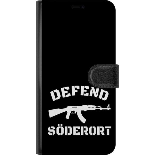 Kompatibel Tegnebogsetui til Apple iPhone 11 Pro Max Sort Söderort - hvidt områdeslogan og hvid våbensilhuet på sort baggrund sort