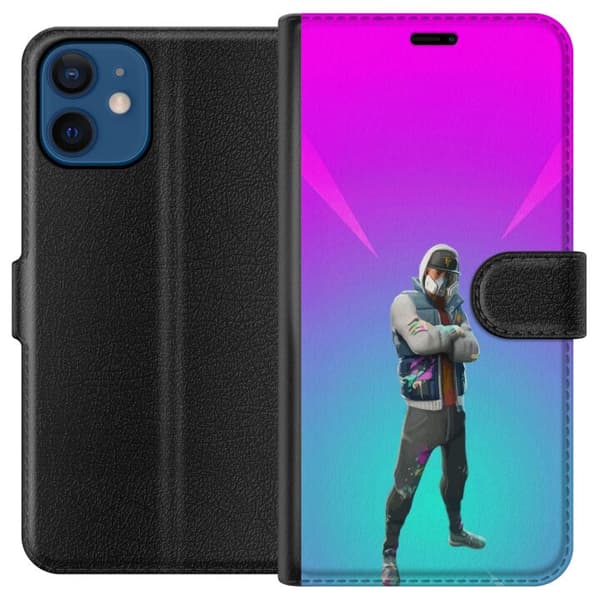 Kompatibel Tegnebogsetui til Apple iPhone 12 sort ridder fortnite
