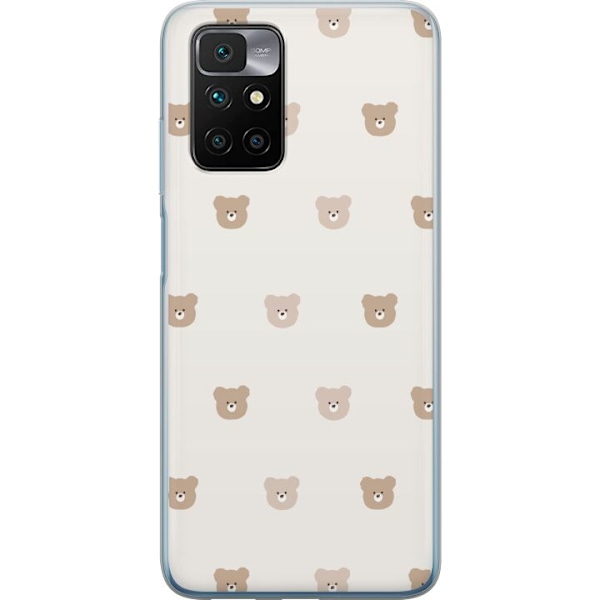 Xiaomi Redmi 10 Läpinäkyvä kuori Teddy-tausta - söpöt teddykarhut pehmeällä taustalla