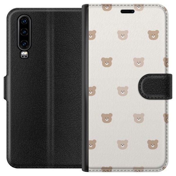 Huawei P30 Lommeboketui Teddybakgrunn - søte teddybjørner mo