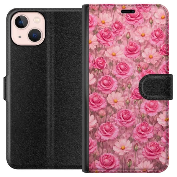 Kompatibelt Lommeboketui til Apple iPhone 13 mini Kronbladdrøm Pudderrosa