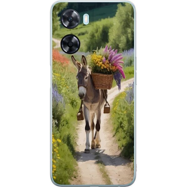 OnePlus Nord N20 SE Läpinäkyvä kuori Aasi Eläinaihe Rauhallinen Suunnittelu Luontoaihe Suosittu Koristelu Huumori Graafinen Eläinteema Eksoottine