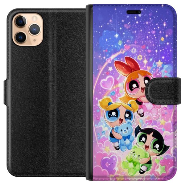 Kompatibel Tegnebogsetui til Apple iPhone 11 Pro Max Farverige tegneseriehelte med søde bamser, hjerter og stjerner pink