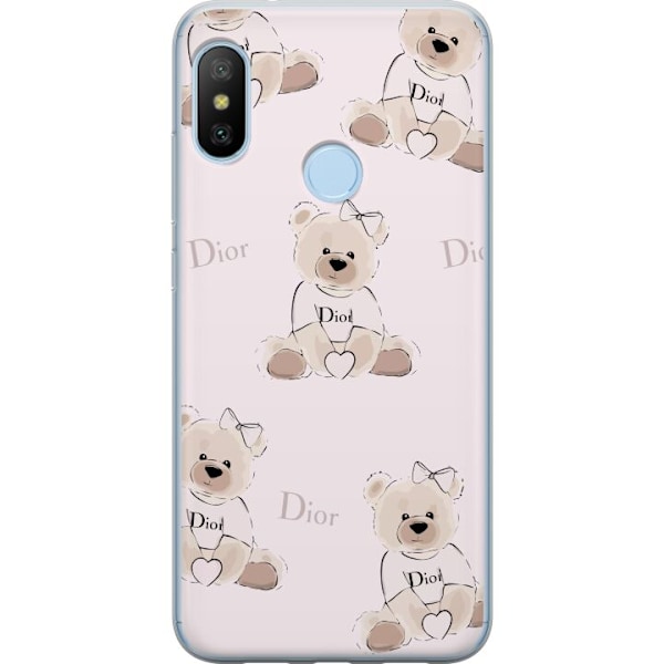 Xiaomi Mi A2 Lite Läpinäkyvä kuori Teddy Dior Vibes - ylellinen nalle muotityyliin