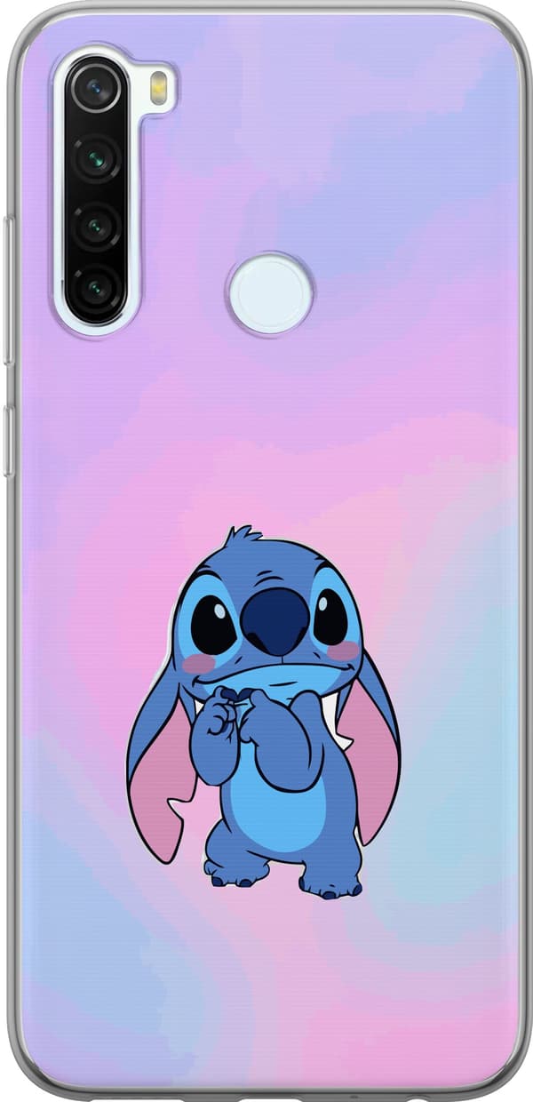 Kompatibel Mobilcover til Xiaomi Redmi Note 8 Blå tegnet figur med store øjne og lyserød baggrund
