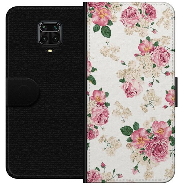 Xiaomi Redmi Note 9 Pro Plånboksfodral Retro Blommor