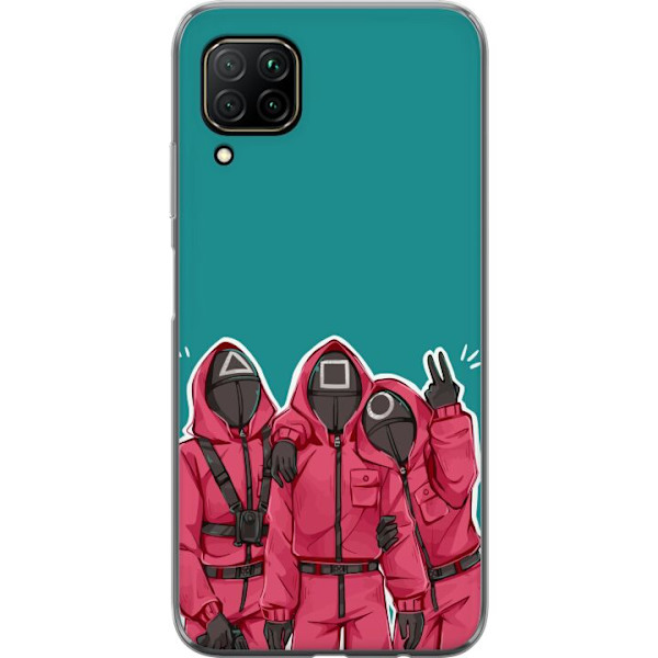 Huawei P40 lite Genomskinligt Skal Squid Game Karaktärer Grafisk Design Seriefigurer Populär TV Motiv Asiatisk Stil Spännande Trend