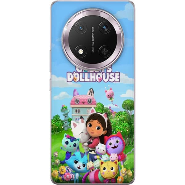 Kompatibelt Mobilskal till Honor Magic7 Lite Gabby med kattvänner framför dockhuset rosa