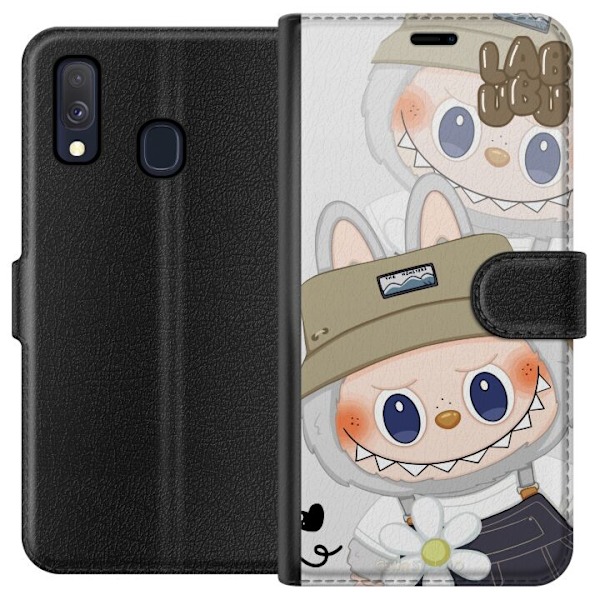 Samsung Galaxy A40 Lompakkokotelo Labubu Minimal Mood - Yksinkertainen ja tyylikäs hirviösuunnittelu