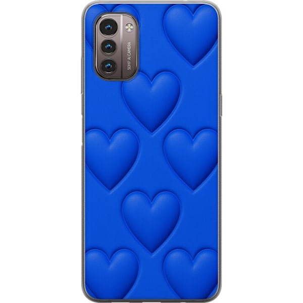 Nokia G21 Läpinäkyvä kuori Siniset Sydämet
