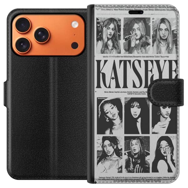 Kompatibel Tegnebogsetui til Apple iPhone 17 Pro Max KATSEYE svartvit poster grå