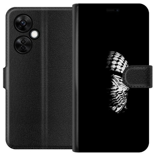 OnePlus Nord CE 3 Lite Tegnebogsetui Keffiyeh-mønster - klassisk sort-hvid palæstinensisk tørklæde med kulturel betydning