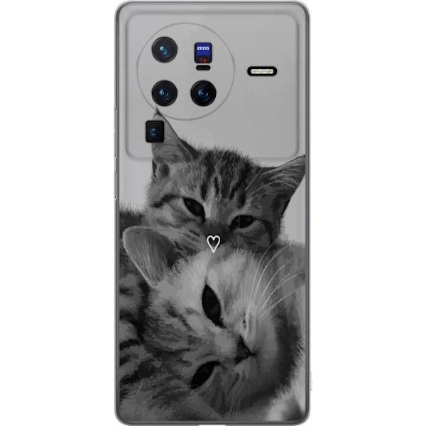 vivo X80 Pro Gjennomsiktig deksel Katt Hjerte