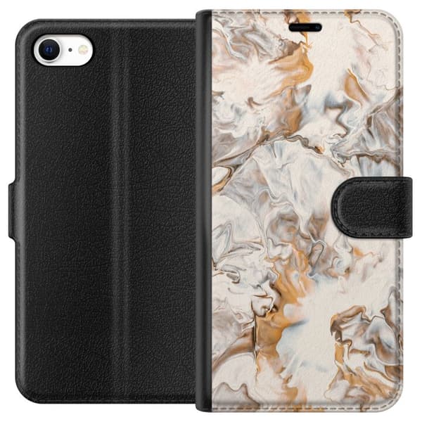 Kompatibel Tegnebogsetui til Apple iPhone 6 Beige marmorvirvler beige