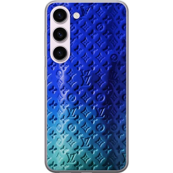 Kompatibelt Mobildeksel til Samsung Galaxy S23 Blått luksuriøst monogrammønster med elegant preget tekstur blå