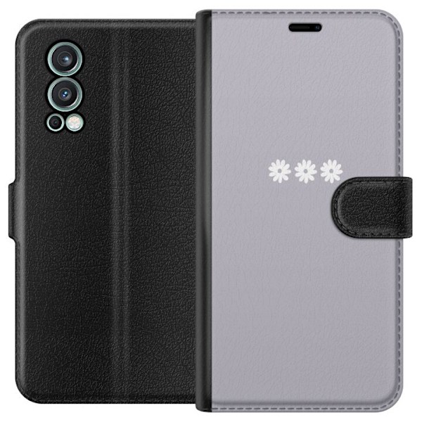 OnePlus Nord 2 5G Plånboksfodral Lila Blomminimalism – stilrent blommotiv på lila bakgrund