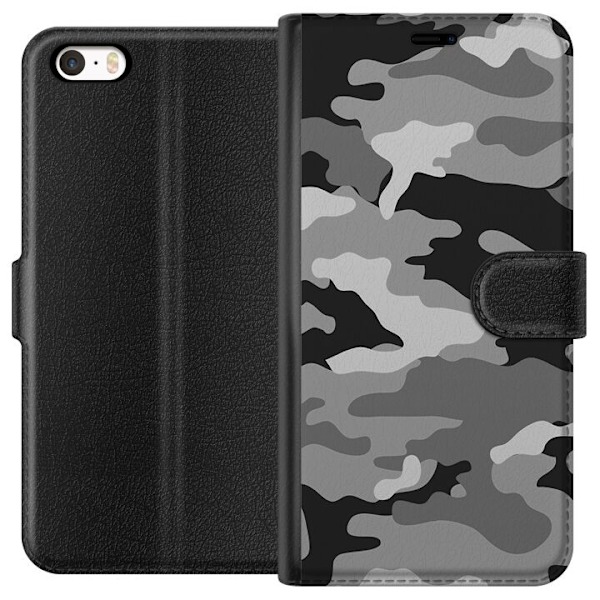 Apple iPhone 5 Lompakkokotelo Militääri B/W