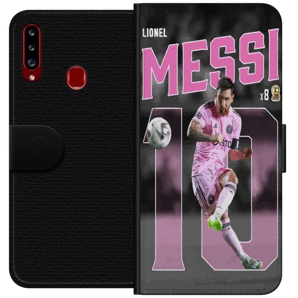 Kompatibelt Plånboksfodral till Samsung Galaxy A20s Lionel Messi - Rosa