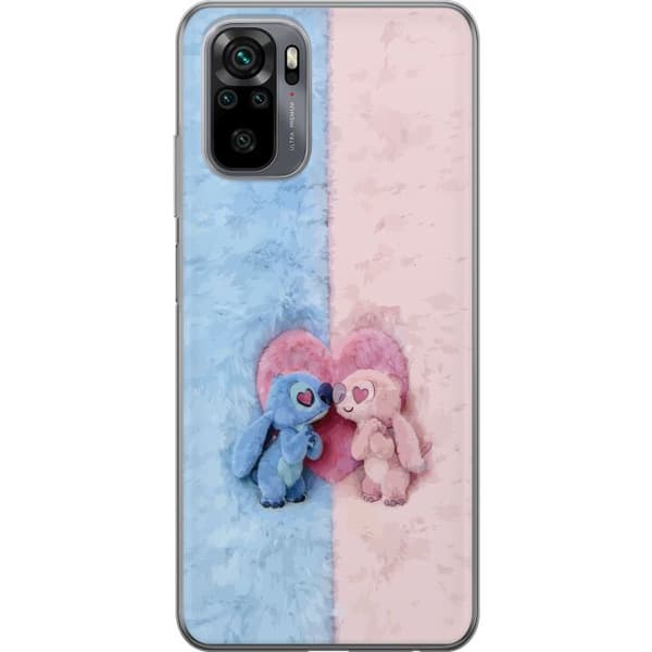 Kompatibel Mobilcover til Xiaomi Redmi Note 10 Søde blå og lyserøde figurer foran et stort lyserødt hjerte pink