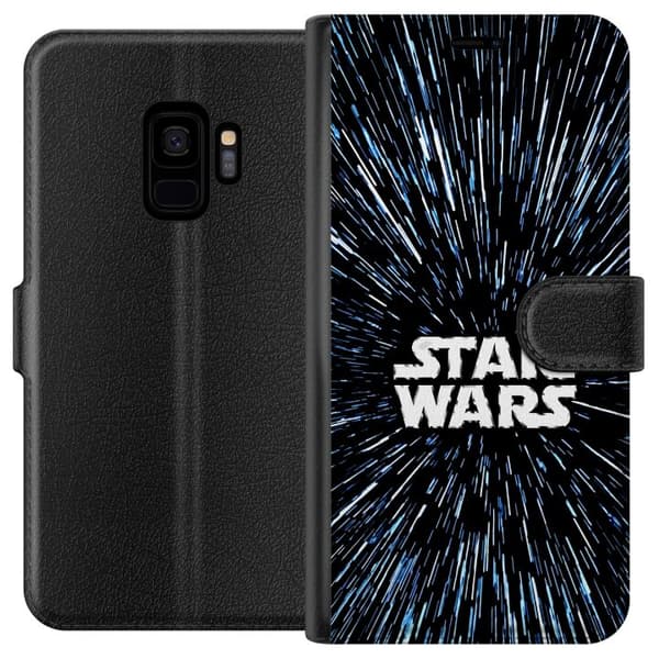 Kompatibel Tegnebogsetui til Samsung Galaxy S9 Star Wars-logo med hyperspace-stjerner i ikonisk sci-fi-design sort