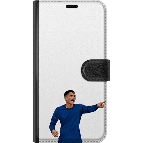 Kompatibel Tegnebogsetui til Samsung Galaxy A50 Silva hvid - Thiago Silva i blå kamptrøje mod hvid baggrund hvid