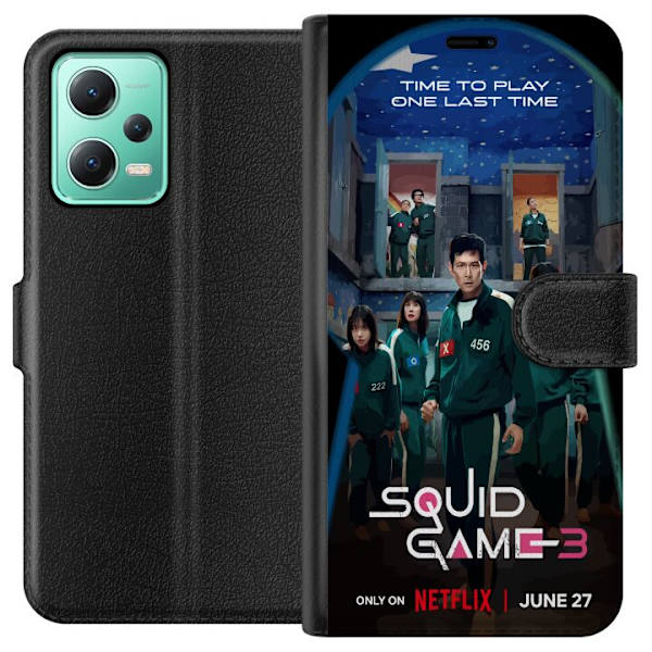 Xiaomi Redmi Note 12 Plånboksfodral Squid Game Säsong 3 Seriefigurer Populärt TV Serie Motiv Ikoner Spänning Drama Asiatisk Design Trend