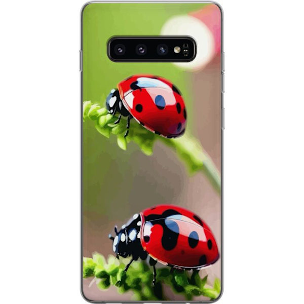 Samsung Galaxy S10 Genomskinligt Skal Nyckelpiga Insekt Lycka Symbol Naturmotiv Populärt Grafiskt Motiv Dekoration Sommar Tur